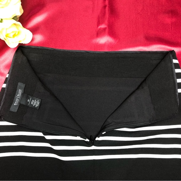 White House Black Market (WHBM) Ponté Stripe Pencil Skirt Black & White - Picture 5 of 10